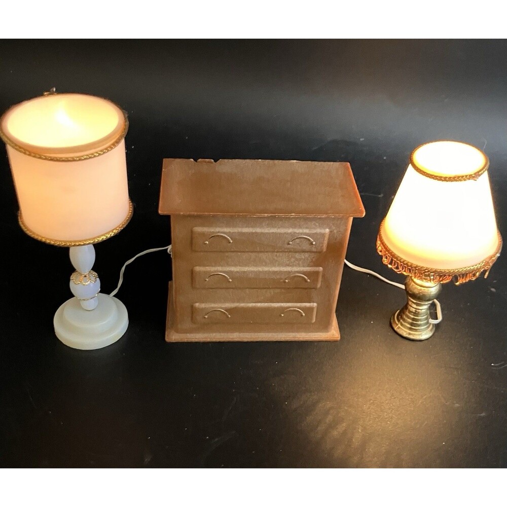 Dollhouse Furniture Electronic Lamps & Dresser Power Box Mini Diorama Tested